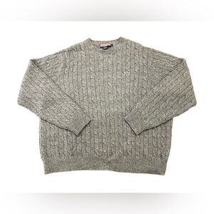 Vineyard Vines Men’s Shetland Cable Knit Crewneck Sweater Heather Gray Wool XL